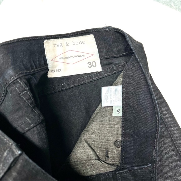 Rag & Bone Waxed Tailored Workwear Coated  Skinny Button Fly Straight Leg - Picture 7 of 8